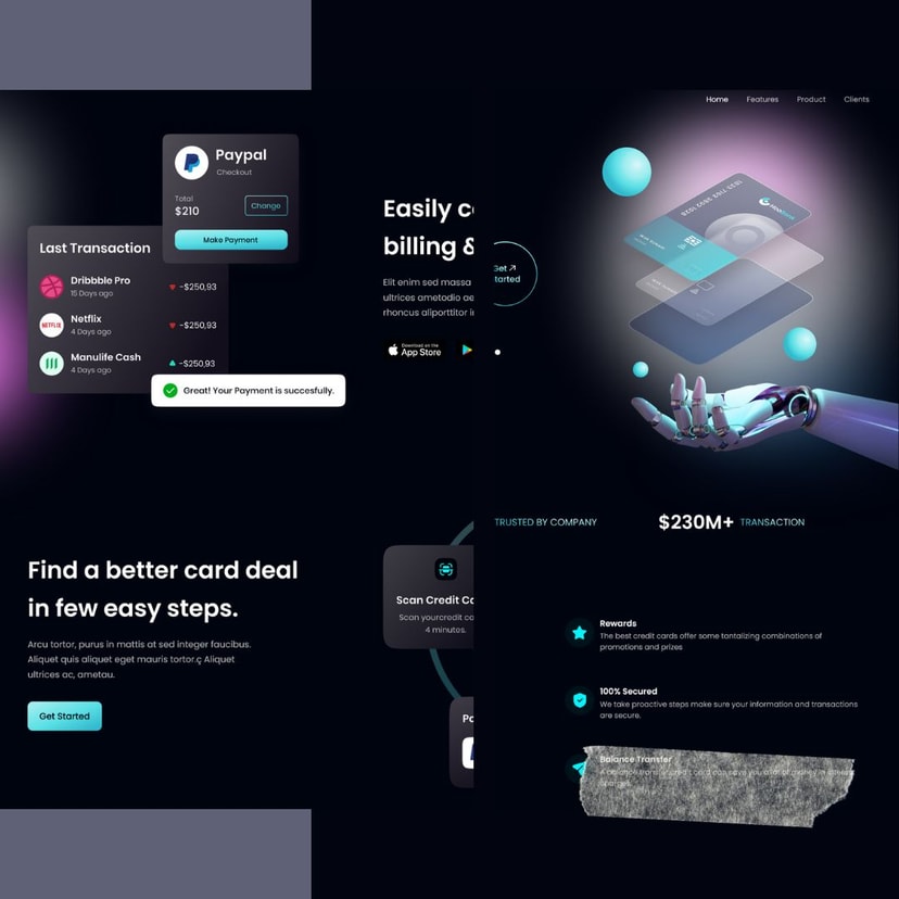 Modern payment method landing page